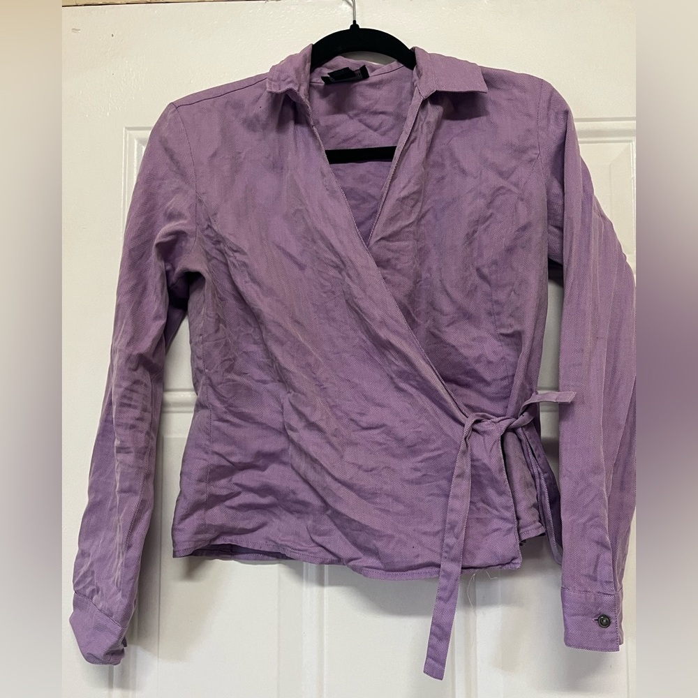 Ann Taylor Lilac Collared Button-Front Blouse